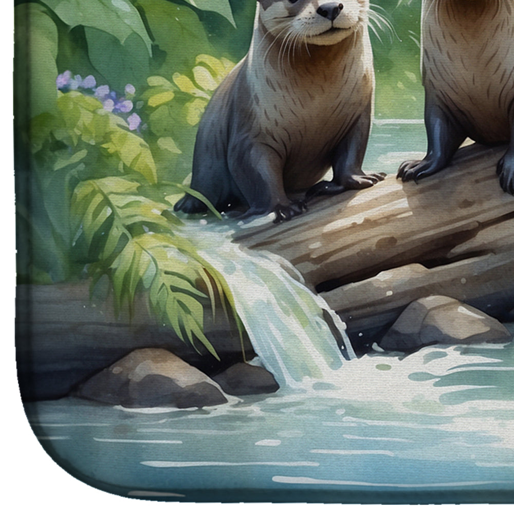 River Otters at Play Dish Drying Mat