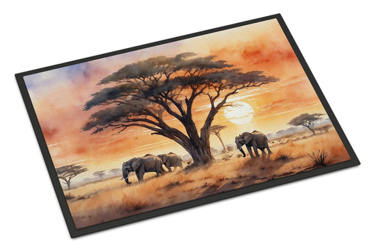 Buy this Elephants Savanna Sunrise Doormat