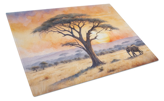 Buy this Elephants Savanna Sunrise Glass Cutting Board