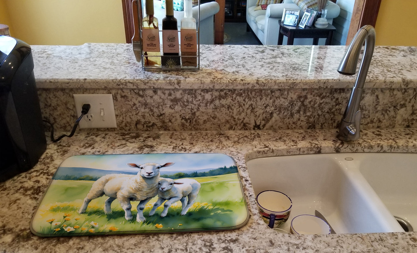 Springtime Lambs Dish Drying Mat