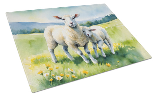 Buy this Springtime Lambs Glass Cutting Board