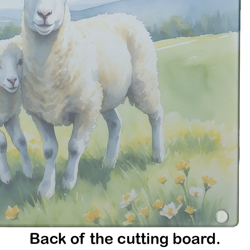 Springtime Lambs Glass Cutting Board