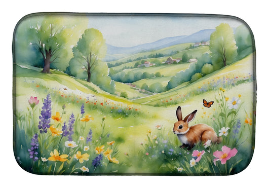 Buy this Rabbit Springtime Meadow Dish Drying Mat