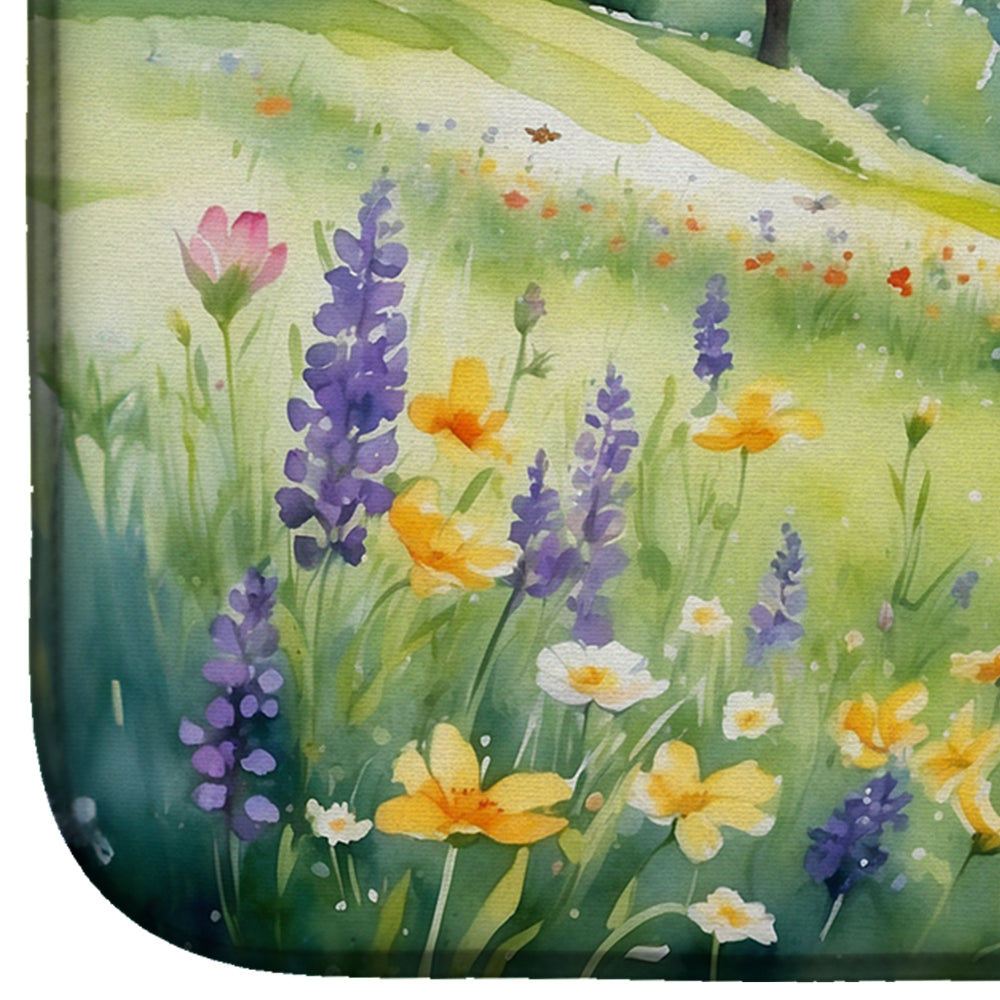 Rabbit Springtime Meadow Dish Drying Mat