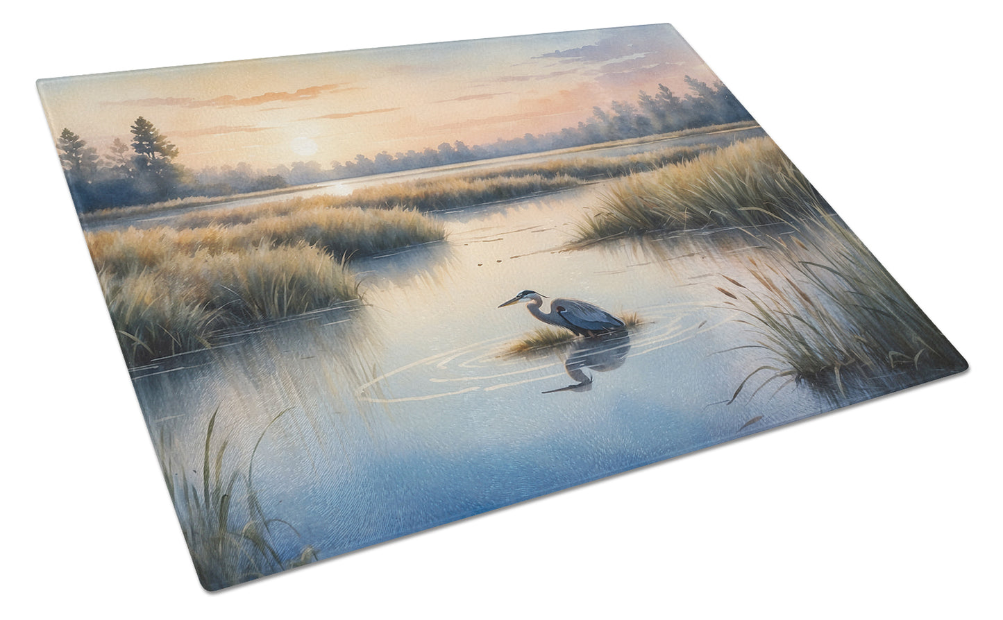 Buy this Wetland Wonders Blue Heron Glass Cutting Board